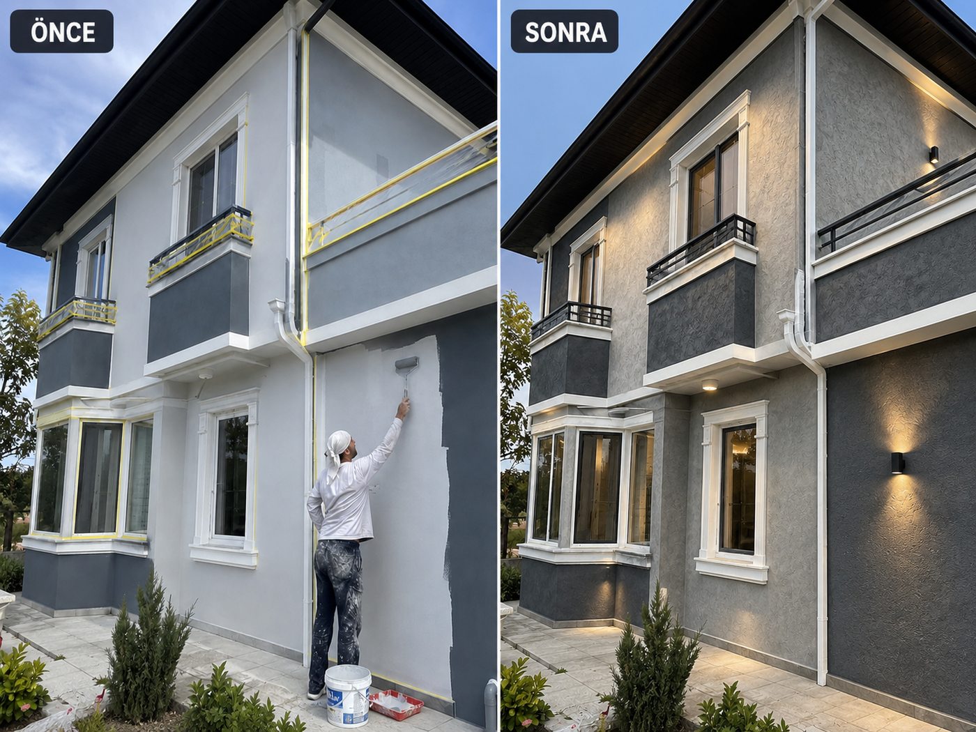Kazımdirik dış cephe boya öncesi ve sonrası