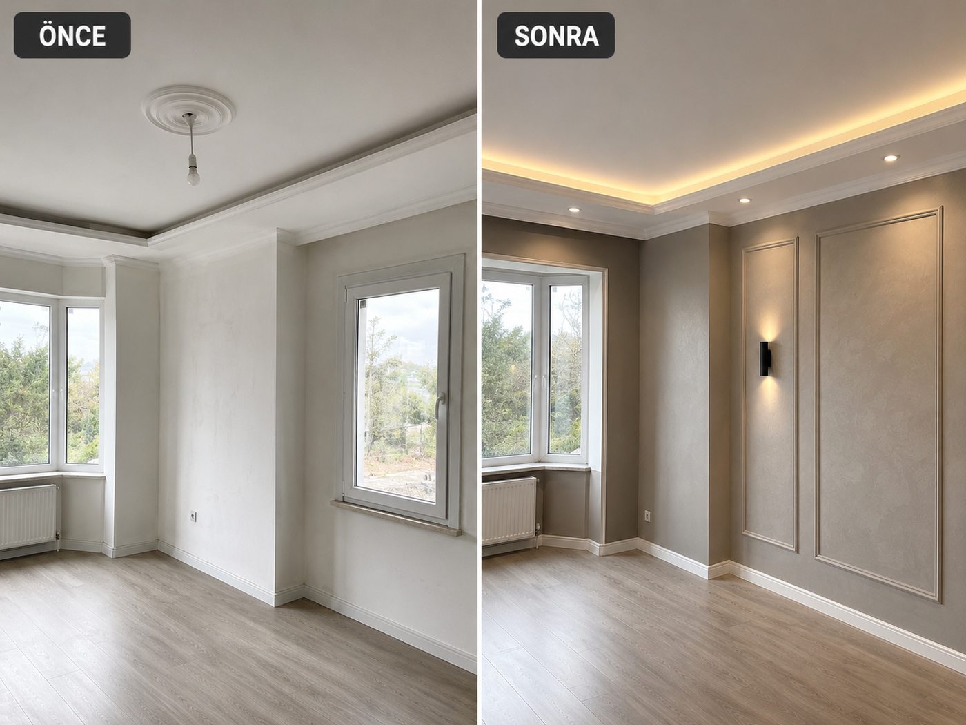 Kazımdirik iç cephe boya öncesi ve sonrası